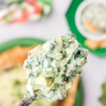 A spoonful of spinach dip.