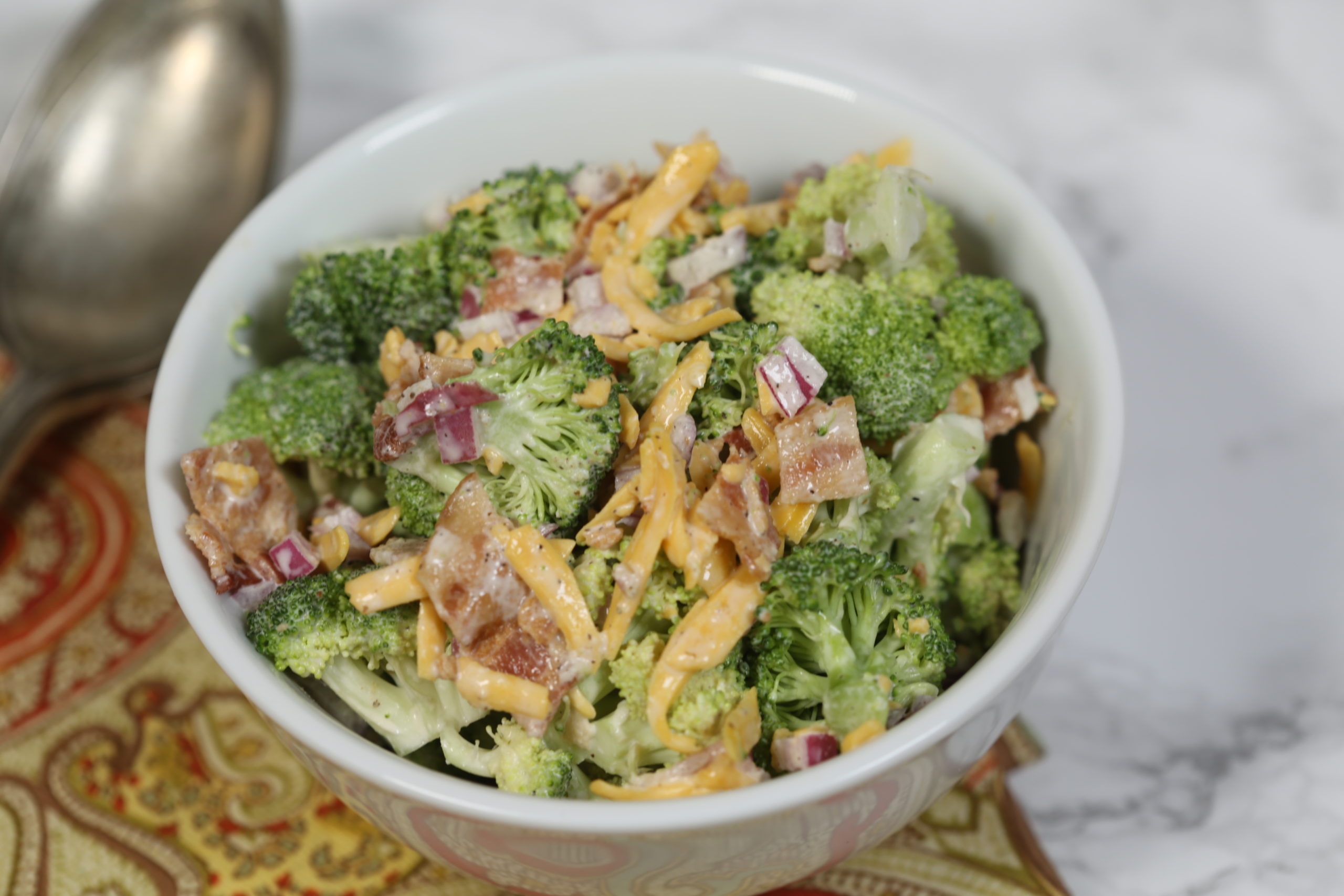 Broccoli bacon and cheese salad