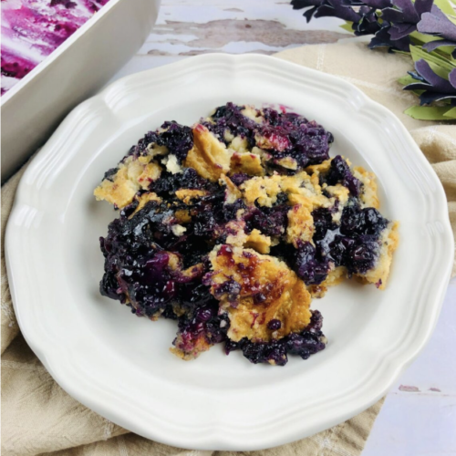 Warm and delicious cake mix blueberry cobbler