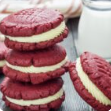 Delicious red velvet cookie sandwiches