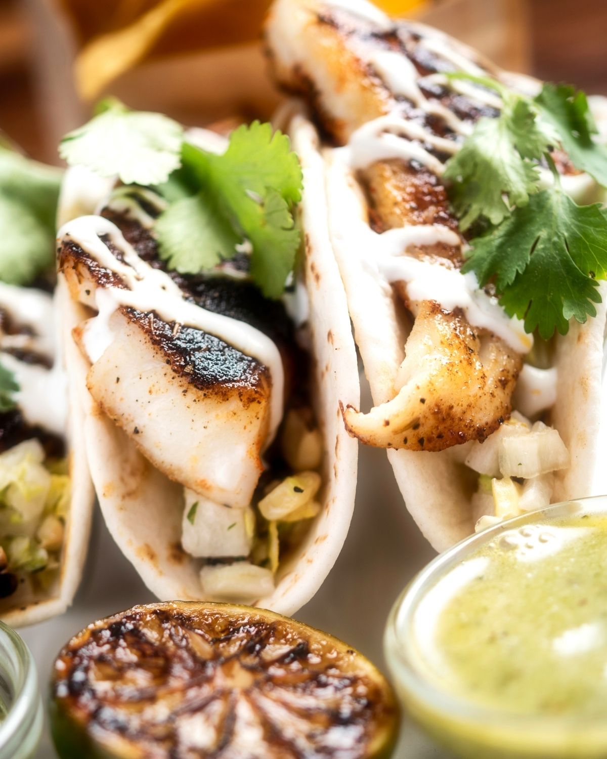 A close up on the fish tacos.