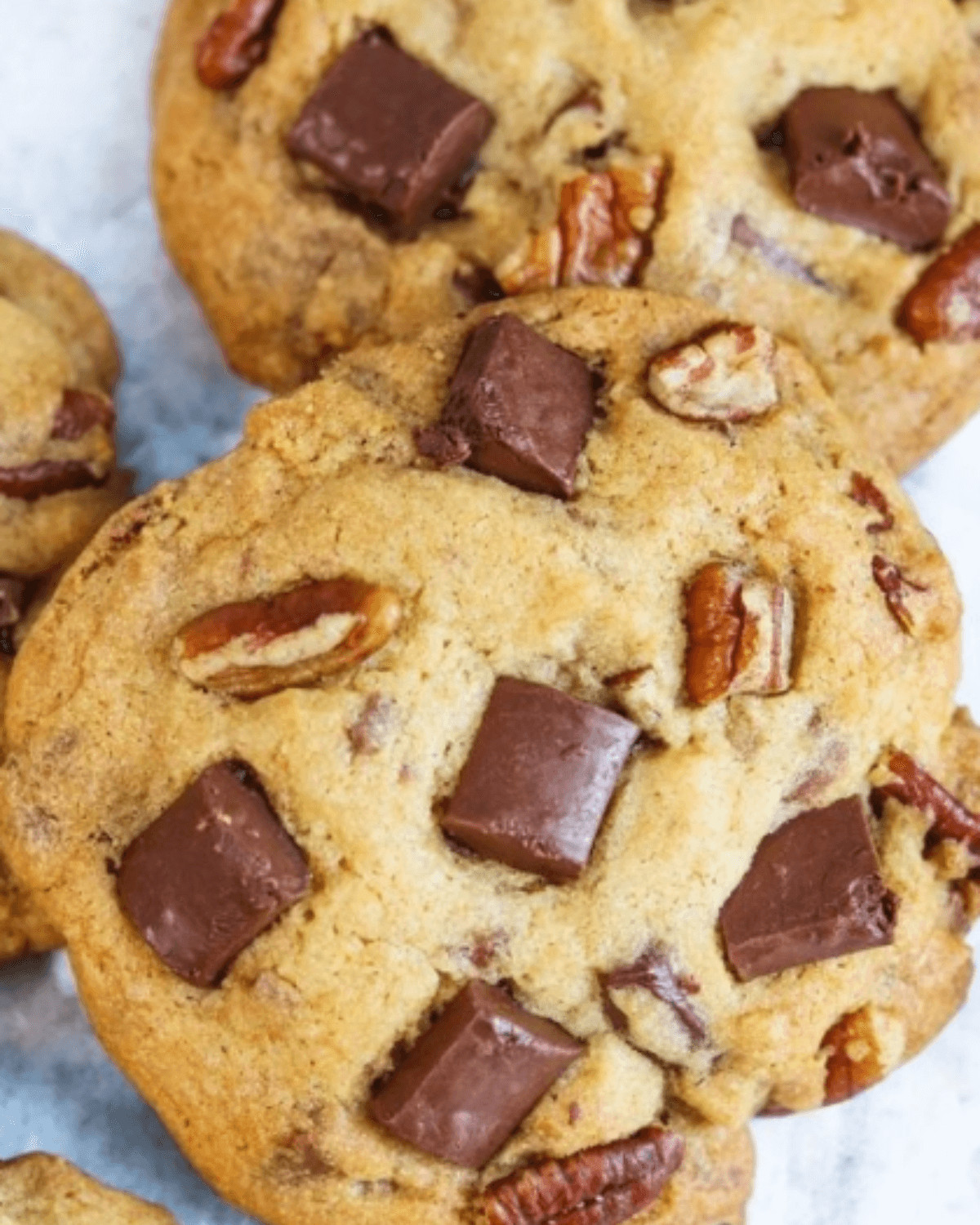 A close up on the snickers cookies.