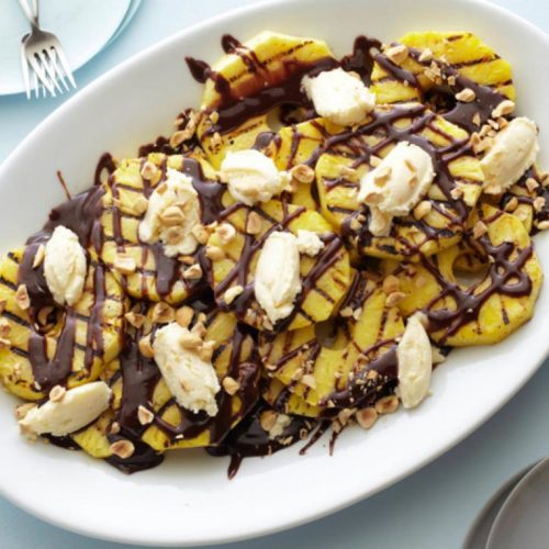 Grilled Pineapple with a Nutella drizzle