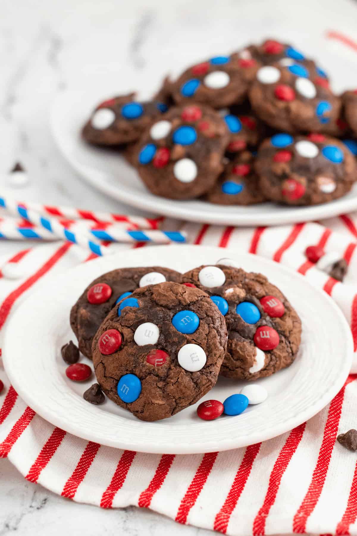 Two festive trays of the 4th of July cookies.