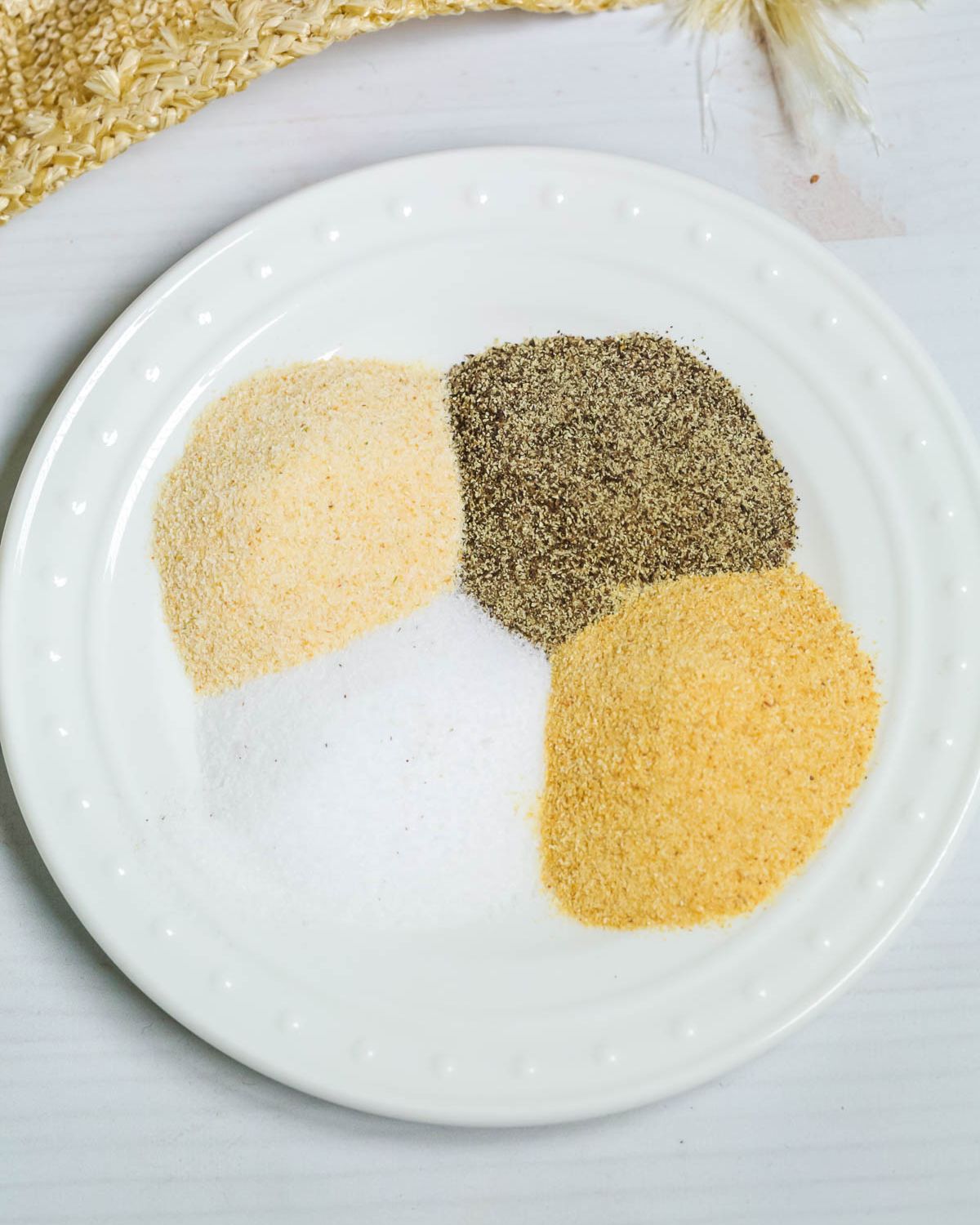 Ingredients for all-purpose seasoning on a plate