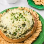 Crackers and baked knorr spinach dip.