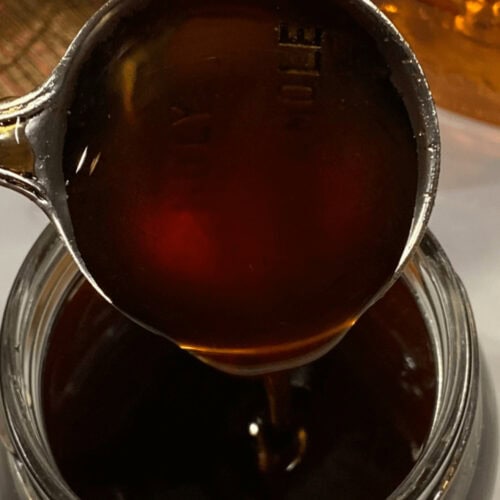 A spoon of the bourbon glaze.