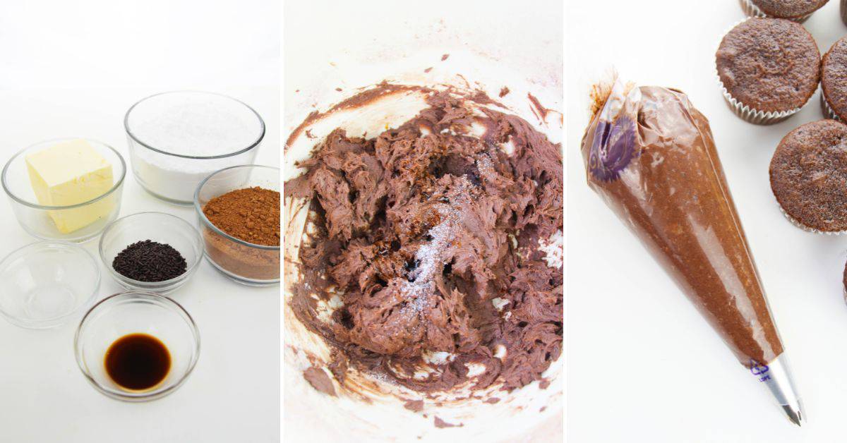 mixing the ingredients and putting into a piping bag.