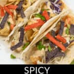 Baja fish tacos with creamy sauce and crispy toppings.