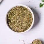 A jar of the garlic and seasoning mix.
