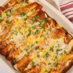 A dish of enchiladas with the Homemade Substitute for Enchilada Sauce.