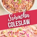 Sriracha Coleslaw in close up and in a bowl.