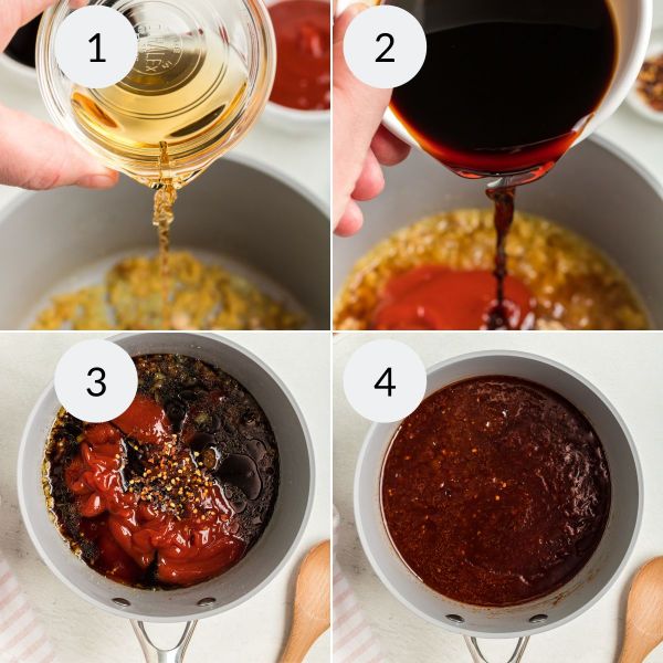 Step by step instructions for how to make chicken on a stick sauce
