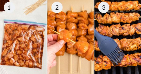 Step by step instructions making this chicken on a stick recipe