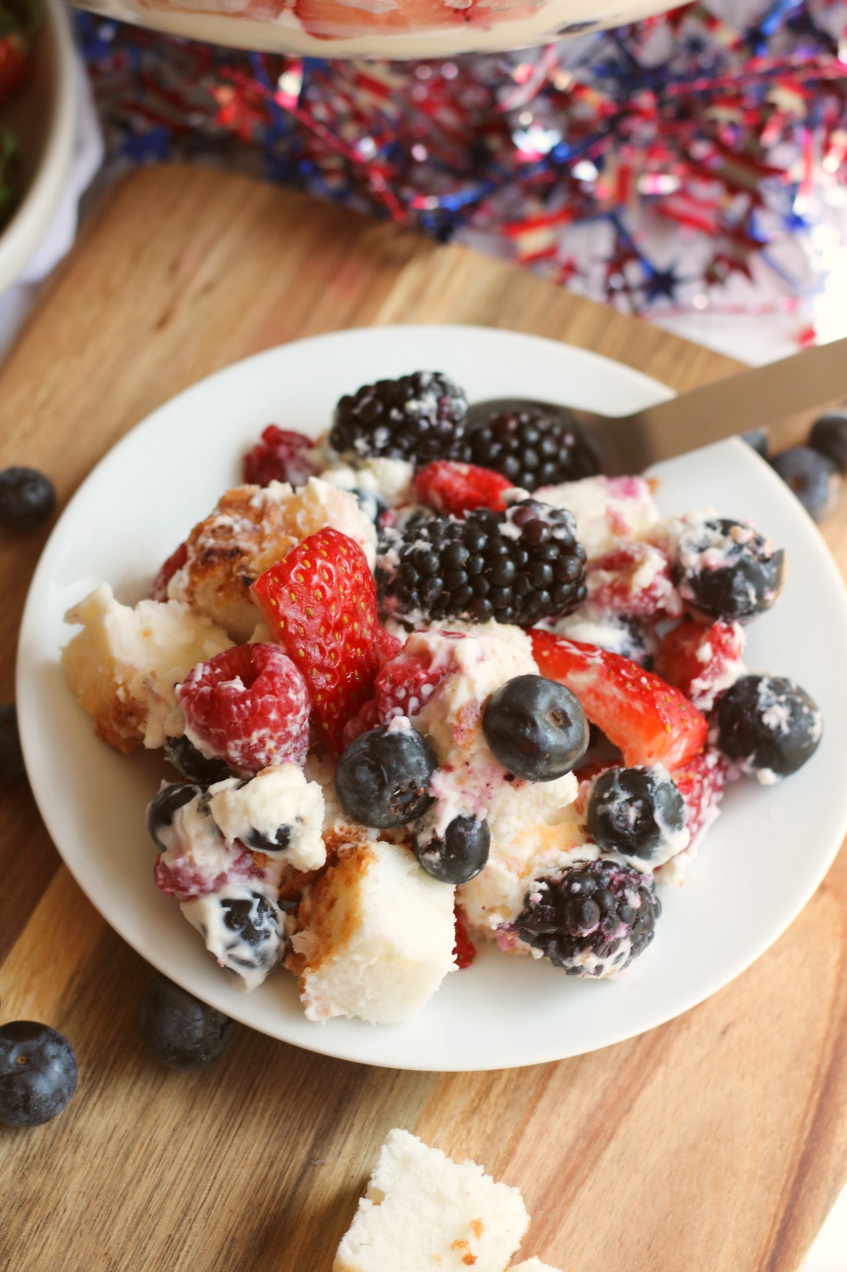 A bowl of Summer Berry Trifle.