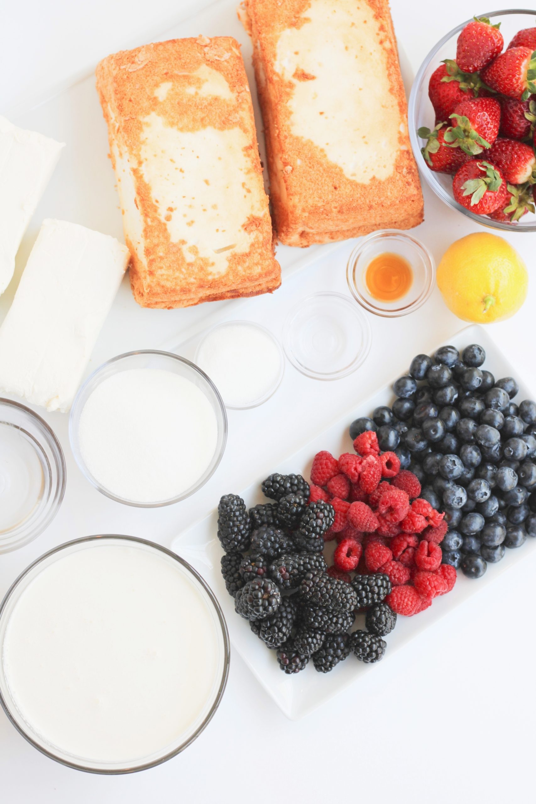 Pound cake, fresh berries and whipped topping.