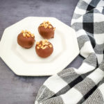 Toffee balls with a checkered napkin.