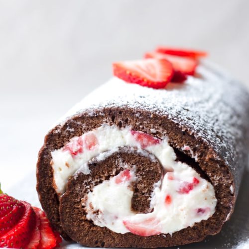 Chocolate cake with strawberry filling