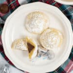 A cut open hershey kiss sugar cookie.