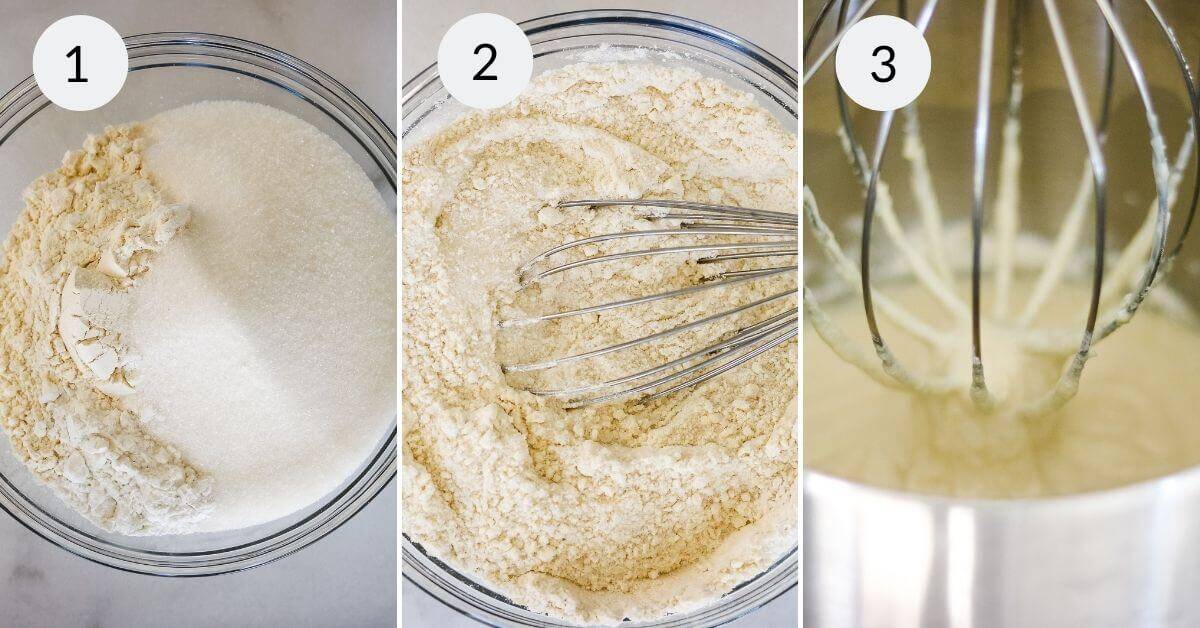 Mixing the batter for the dessert.