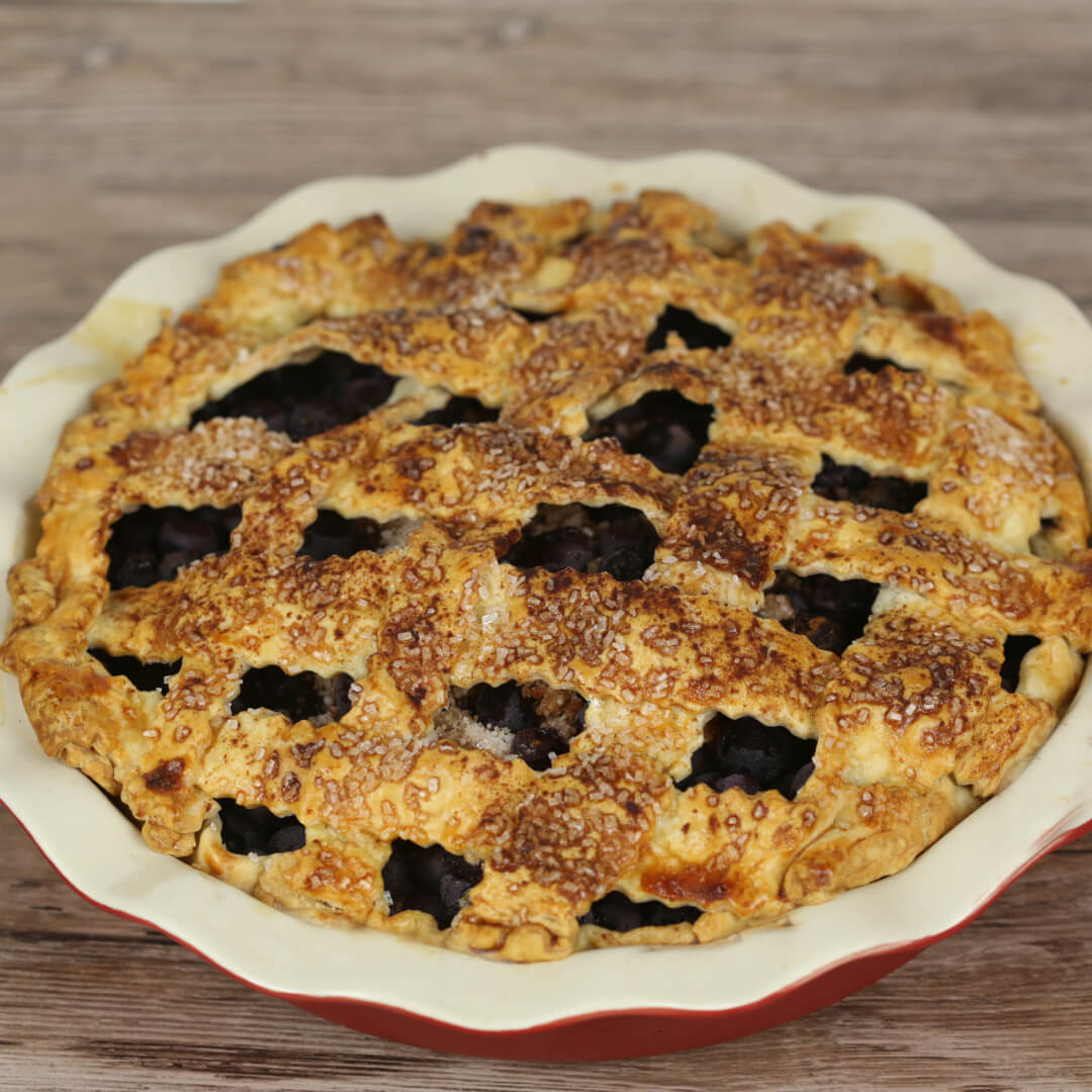 A whole Old Fashioned Blueberry Pie.