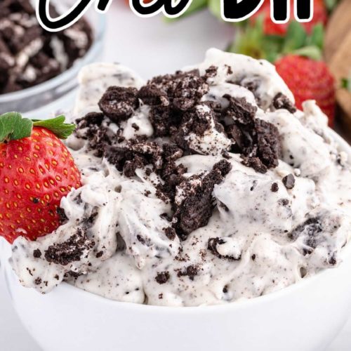 Oreo Dip in bowl with strawberry on the side