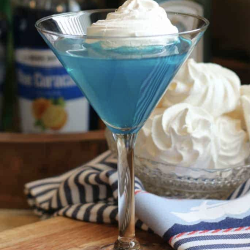 A bright blue Alaskan Glacier Martini