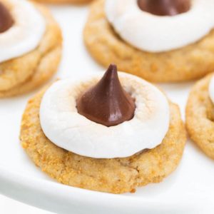 Smores cookie with hershey's kiss sticking out on top