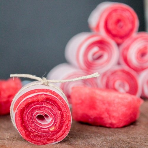 Watermelon Fruit Leathers rolled up