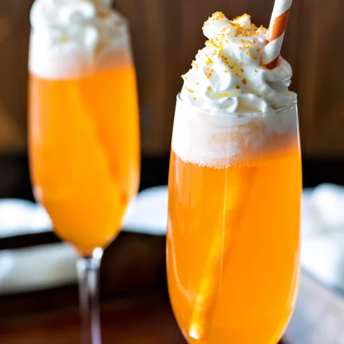 Two Orange Creamsicle Cocktails with orange and white straws