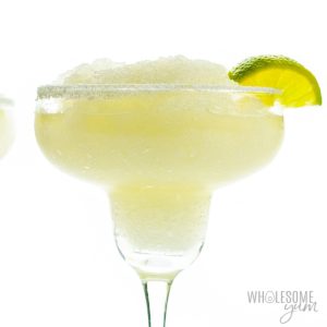 The Best Skinny Margarita garnished with a lime