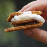 A hand holding a smore.