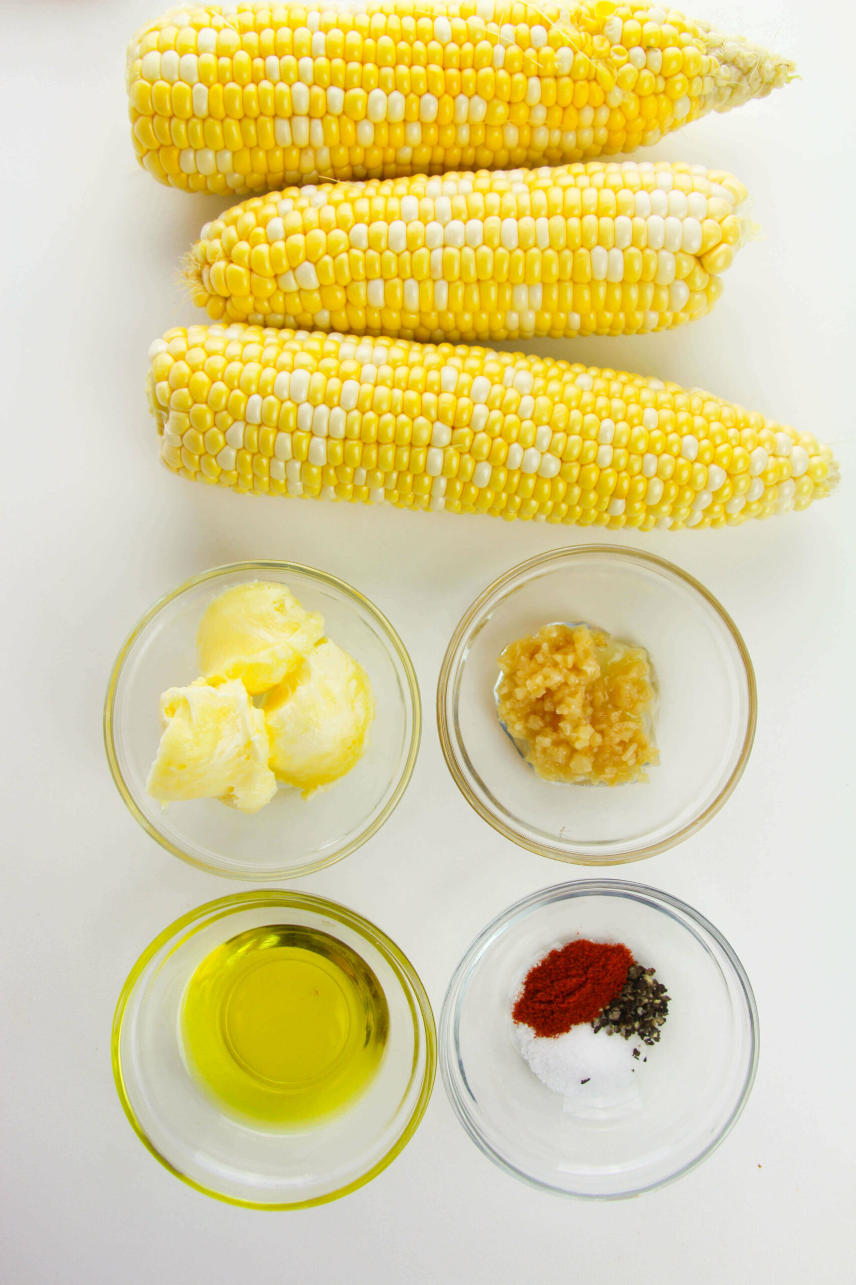 Corn, butter, garlic and spices.