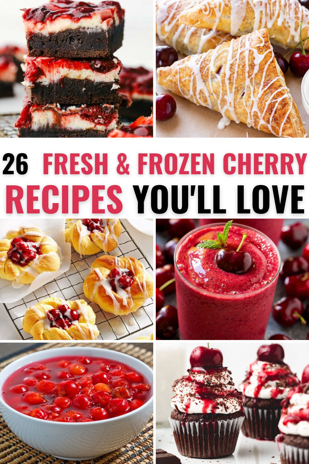 A collection of fresh and frozen cherry recipes