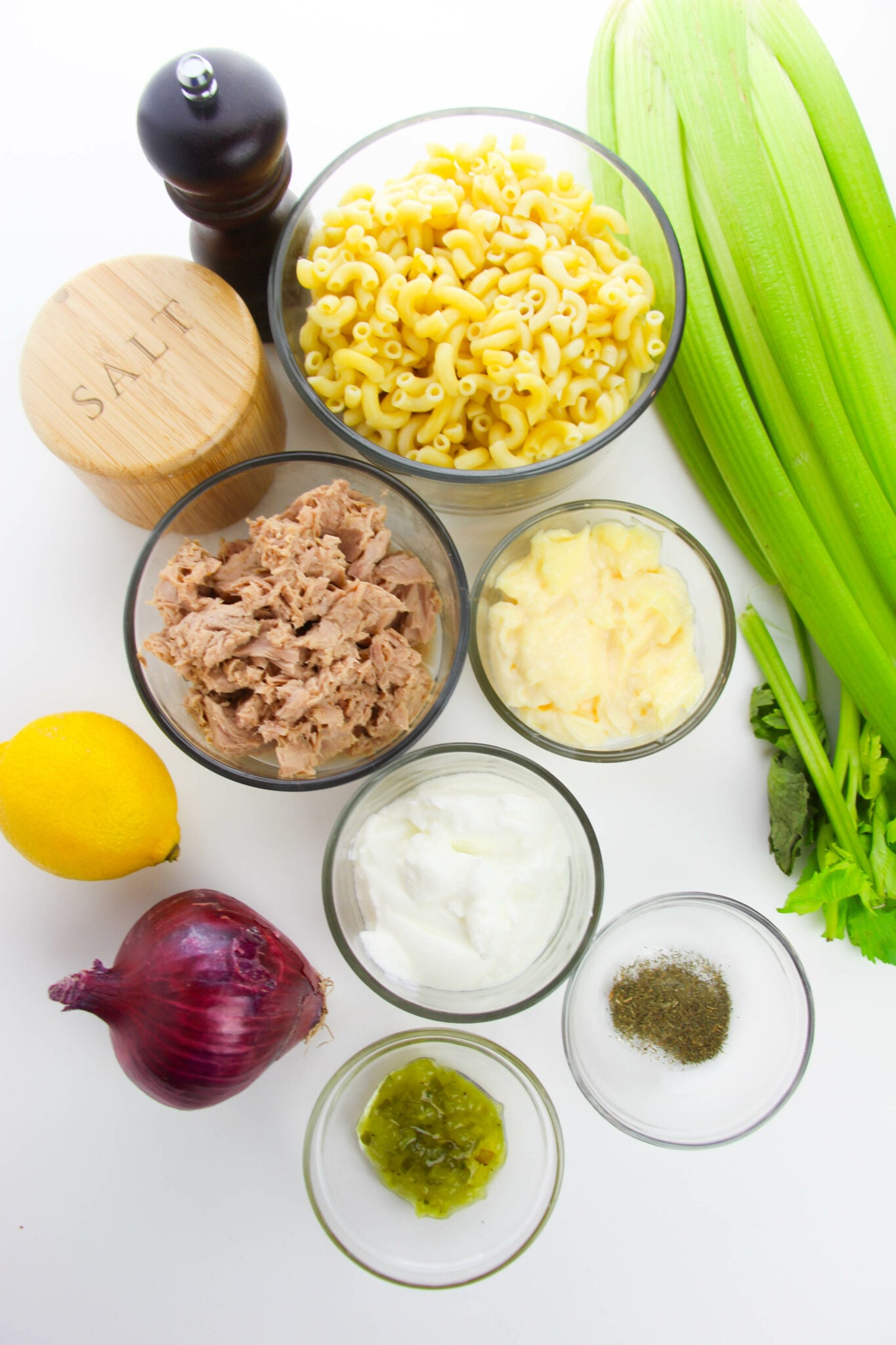 Tuna, green onions, pasta etc