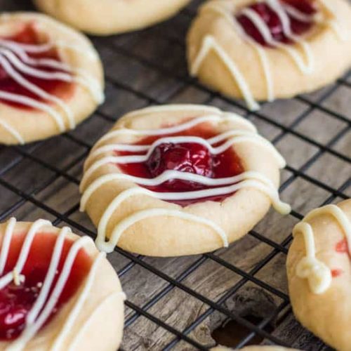 Several Cherry Pie Cookies on a cooling rack