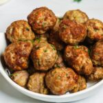 A stack of the AIr fryer meatballs.