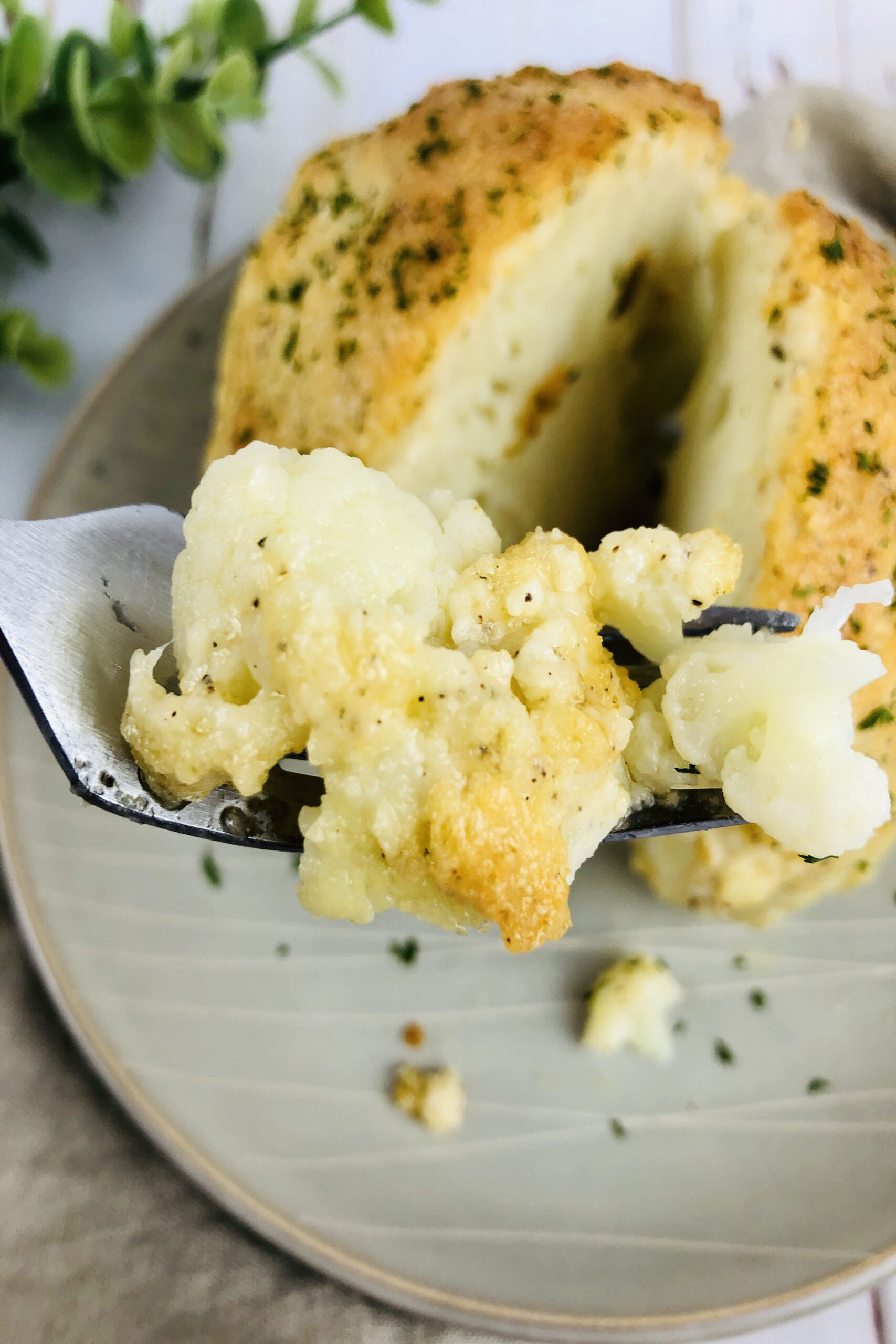 A slice of the Cheese Baked Cauliflower.
