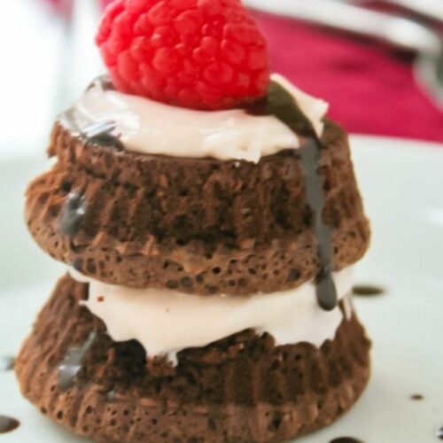 Chocolate Mocha Cakes with Raspberry Cream - WEBSTORY COVER