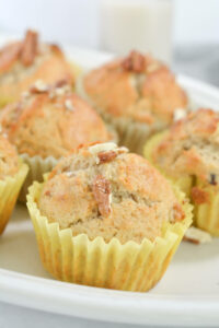 Cinnamon Muffins with Pecans on a platter.