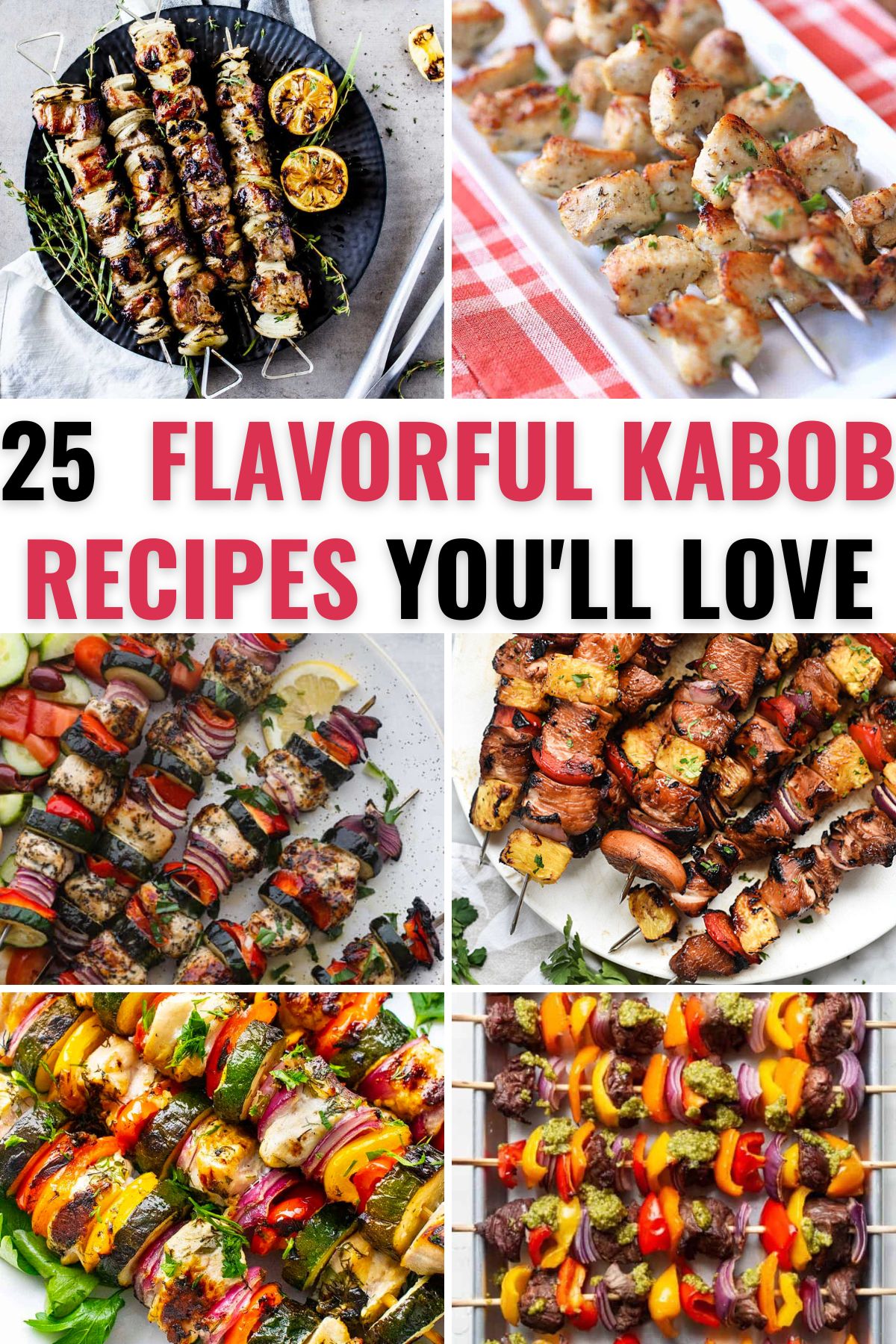 A collection of grill and oven kabobs