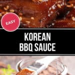 A close up and side view of the sauce.