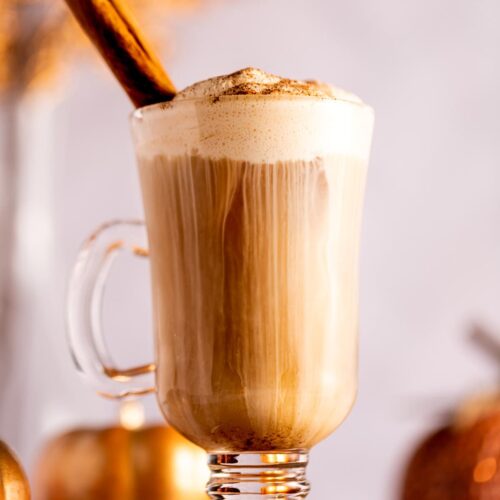 iced chai latte with pumpkin cold foam
