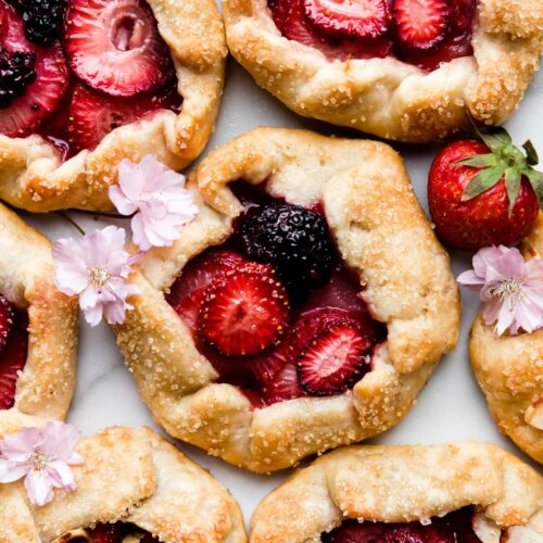 mini fruit galettes with strawberry and blueberry filling