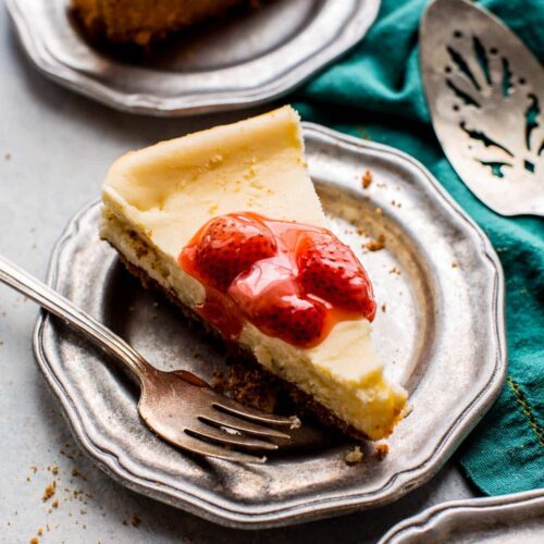 small batch cheesecake slice on a plate