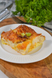 Breakfast Biscuit Casserole on a plate.