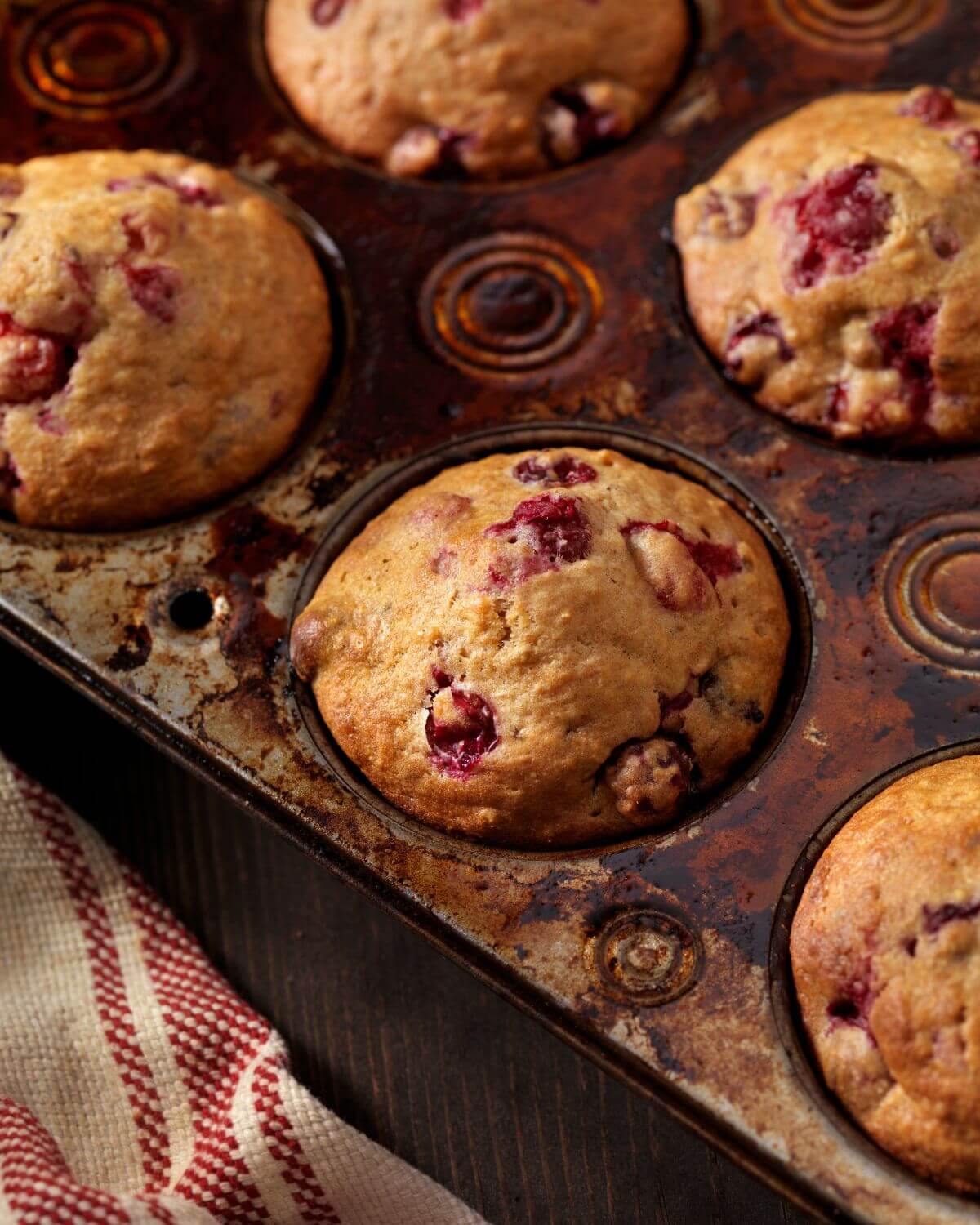 Baking pan of Cranberry Walnut Muffins