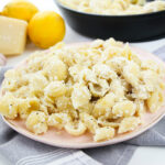 Side view of the this Lemon Ricotta Pasta is the perfect meal..