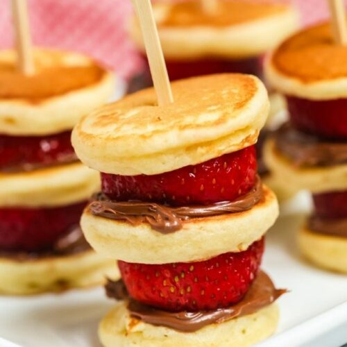 Pancakes on a Stick with Strawberries and Chocolate - WEBSTORY COVER