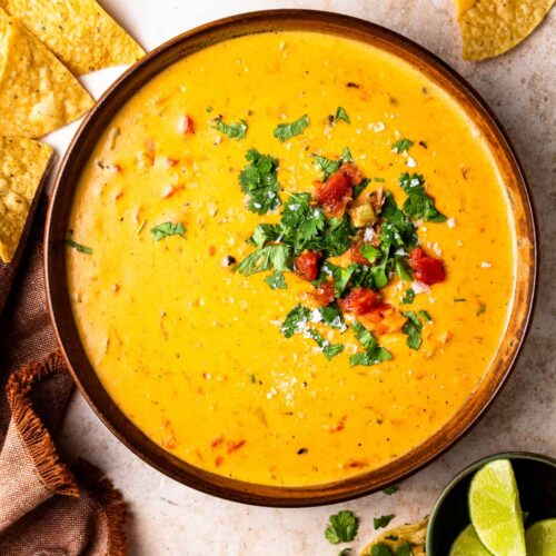 Queso Dip for an above angle in a bowl